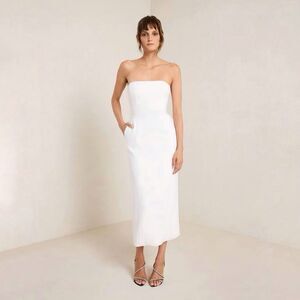 A.L.C. Elizabeth White Strapless Sheath Midi Dress Size 8